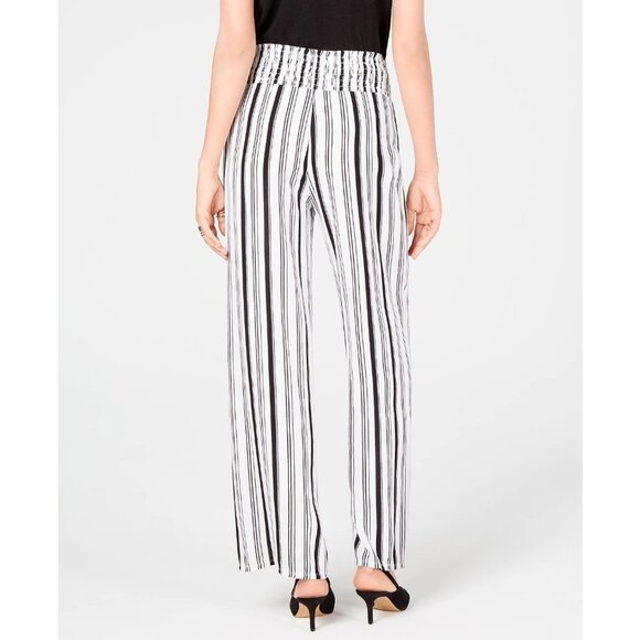 NWT INC International Concepts Luster Stripe Mid Elastic Crinkle Wide Leg Pants - Picture 2 of 8